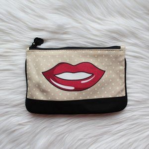 NWOT Ipsy Cosmetics Bag Dotted Print w/Red Lips